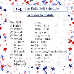 Pep Rally schedule